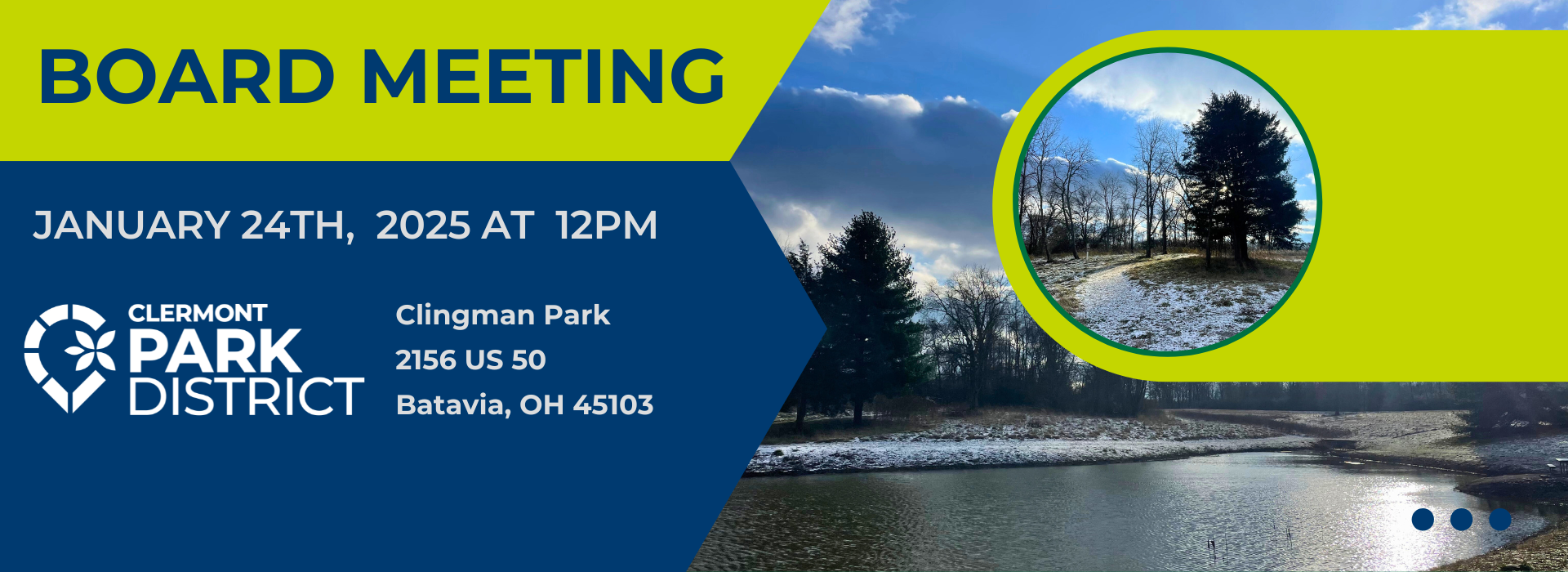 The next Park Board Meeting is January 24th, 12pm at Clingman Park